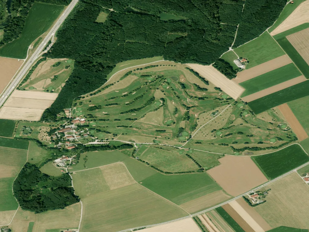 Letecký pohled na Golfclub Memmingen Gut Westerhart