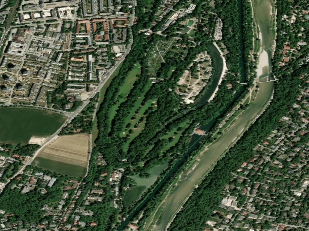 Letecký pohled na Münchner Golf Club e.V. Thalkirchen