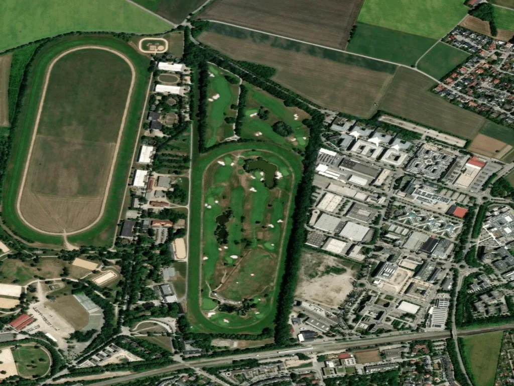 Letecký pohled na Golfzentrum München Riem