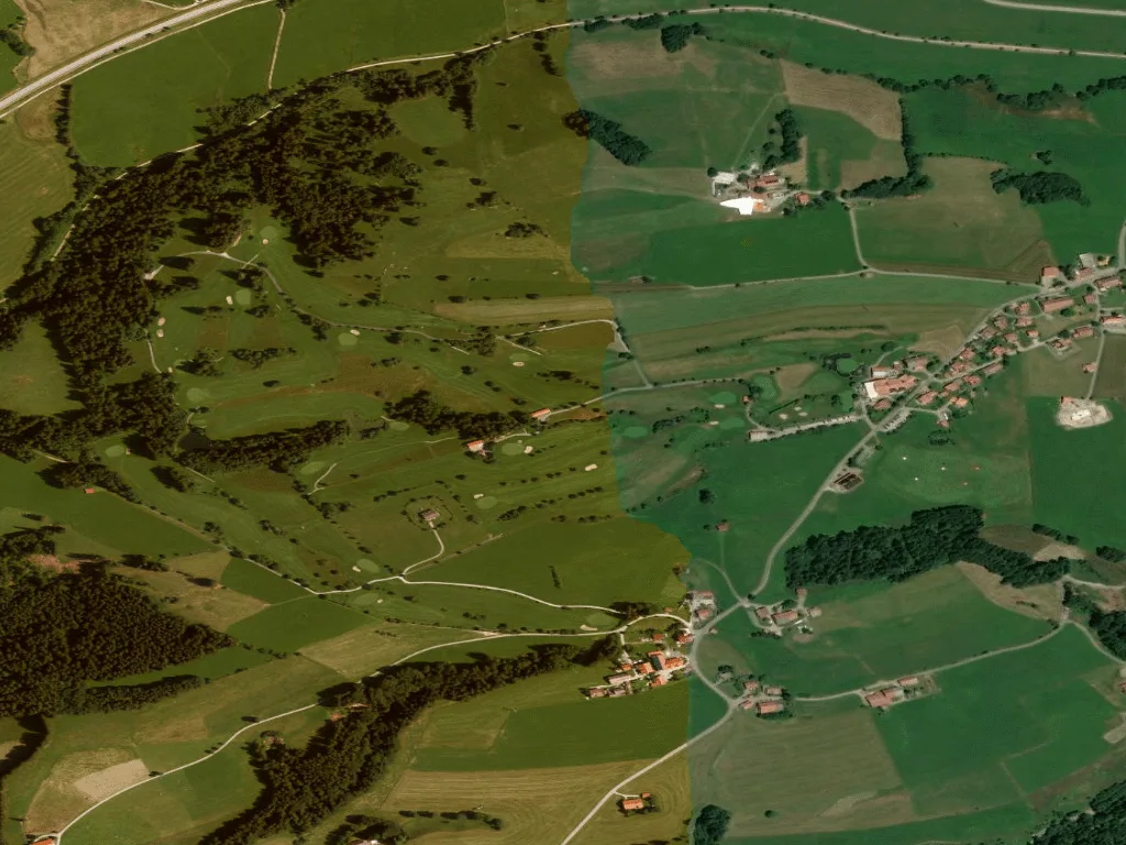 Letecký pohled na Golfclub Hellengerst
