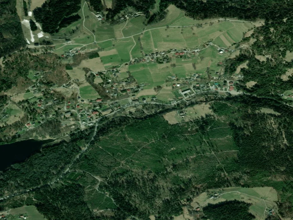 Letecký pohled na Wisła Czarne DiscGolfPark
