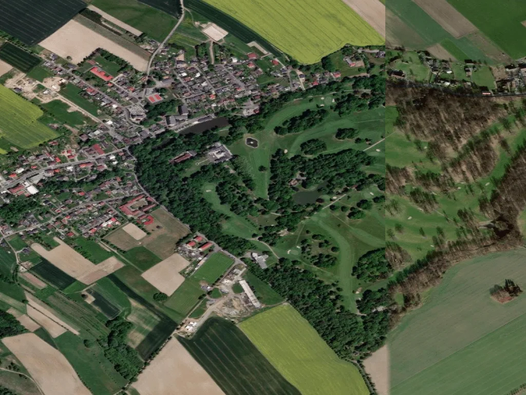 Letecký pohled na Rothschild Golf Club Šilheřovice