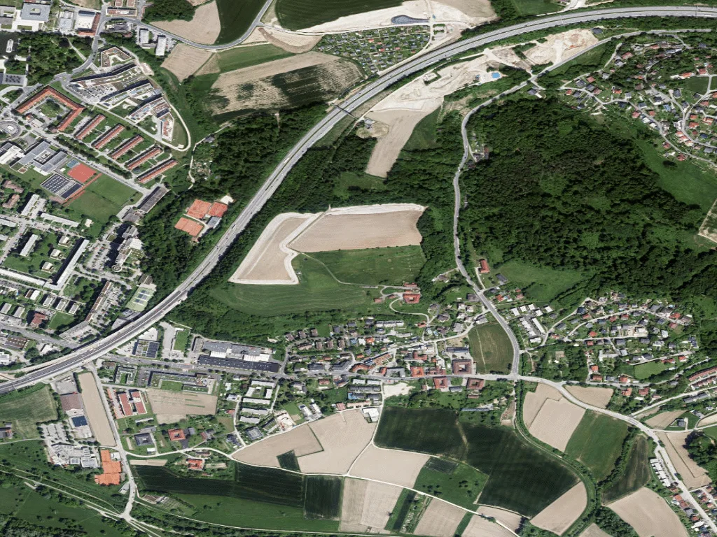Letecký pohled na Golf Center Linz (Driving Range)