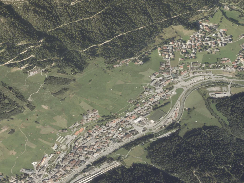 Letecký pohled na Golfclub Arlberg