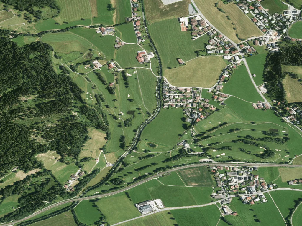 Letecký pohled na Golfplatz Kitzbühel-Schwarzsee