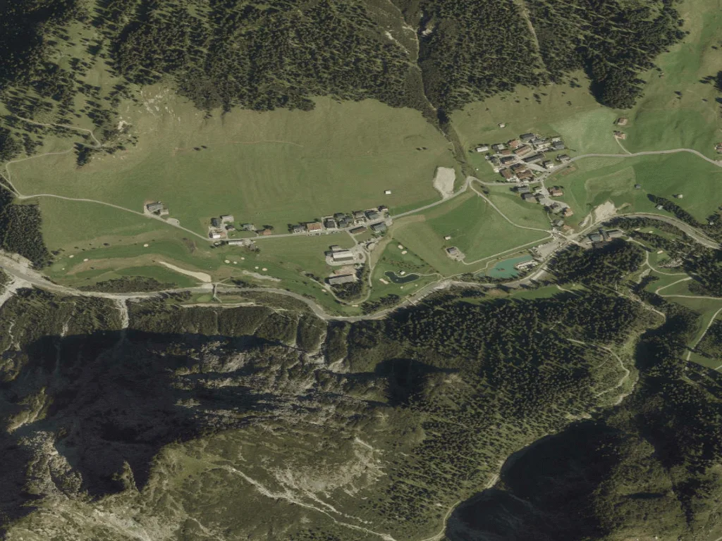 Letecký pohled na Golfclub Lech Arlberg