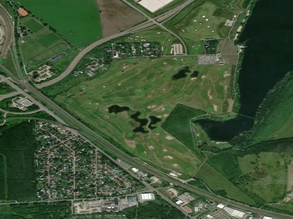 Letecký pohled na Golfpark Hufeisensee